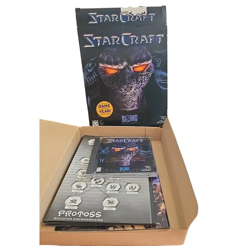 Vintage 1998 Blizzard StarCraft Protoss Cover Brood War Expansion Set PC Game